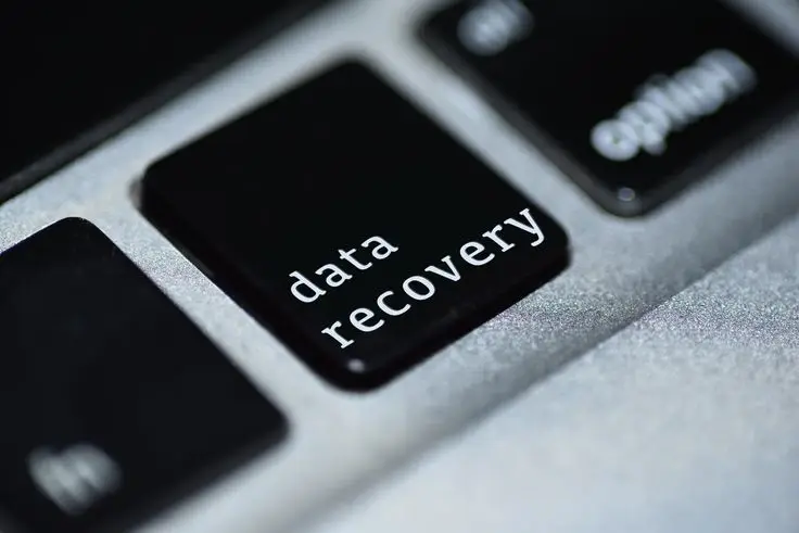 Data recovery labelled on a key of a keyboard